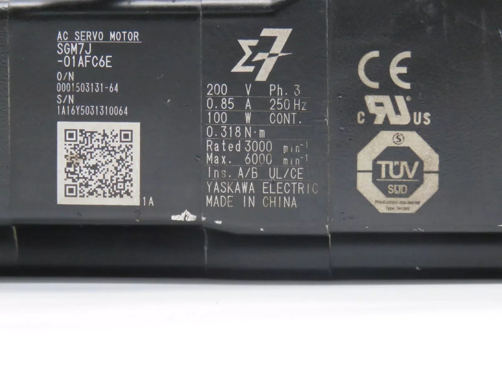 Yaskawa SGM7J-01AFC6E 100W AC Servo Motor - High Precision - ZYYKZ Test Equipment