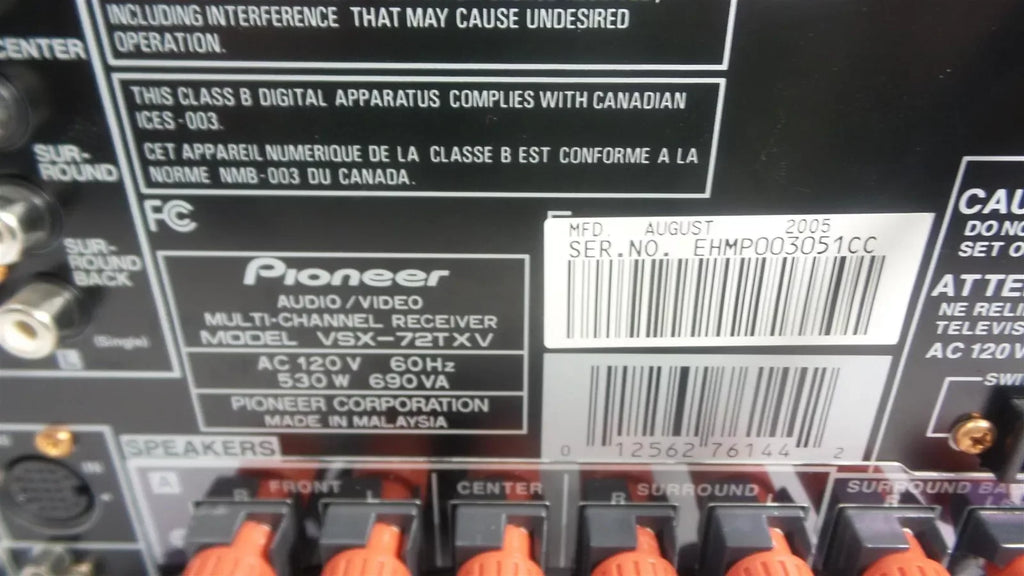 Pioneer Elite VSX-72TXV 7.1 Channel 130W AV Receiver - ZYYKZ Test Equipment