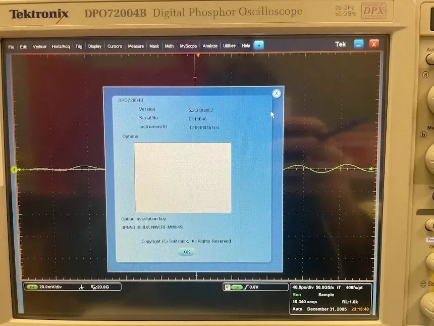 Tektronix DPO72004B 20 GHz Digital Phosphor Oscilloscope with 50 GS/s Sampling Rate - ZYYKZ Test Equipment