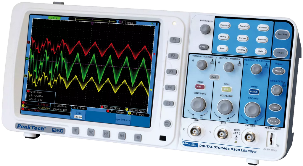 Peaktech P1260 Digital Storage Oscilloscope - 200 MHz, 2 Channels, 2 GS/s DSO