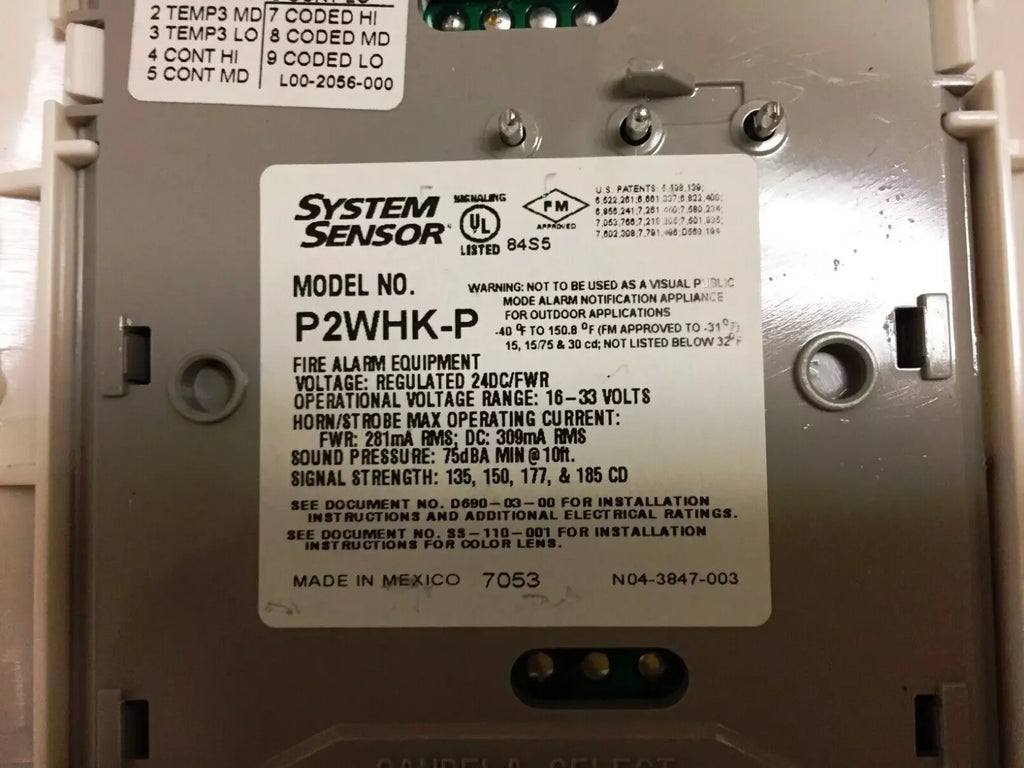 System Sensor P2WHK-P Fire Alarm Horn Strobe with White Housing - ZYYKZ Test Equipment