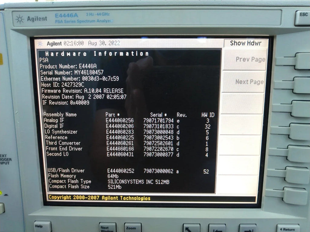 Agilent E4446A PSA Spectrum Analyzer - 3Hz to 44GHz, 1DS, 219 Noise Figure - ZYYKZ Test Equipment