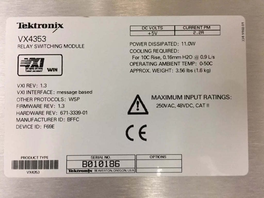 Tektronix VX4353 32-Channel SPST Relay Switch Module, 5A - ZYYKZ Test Equipment