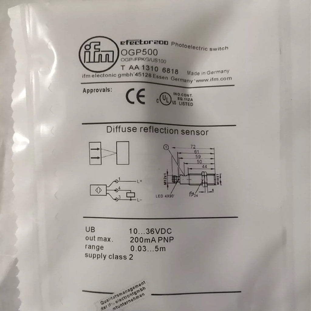 IFM OGP500 Reflective Optical Sensor - High Precision Detection - ZYYKZ Test Equipment
