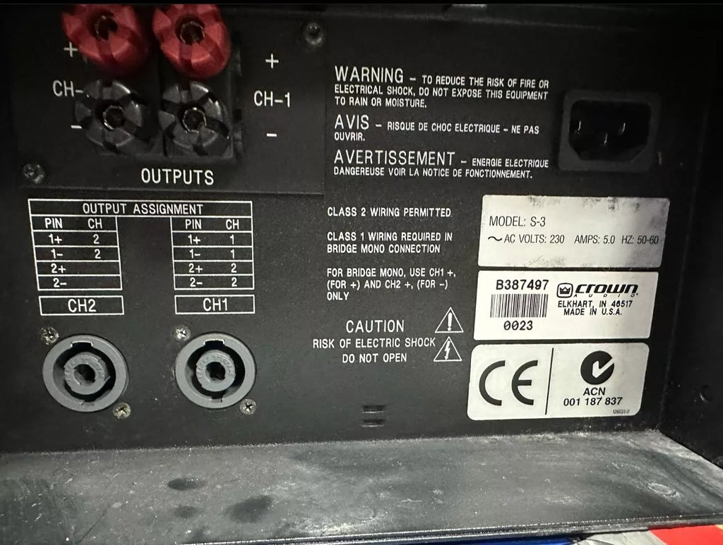 CROWN S-3 Power Amplifier - Used