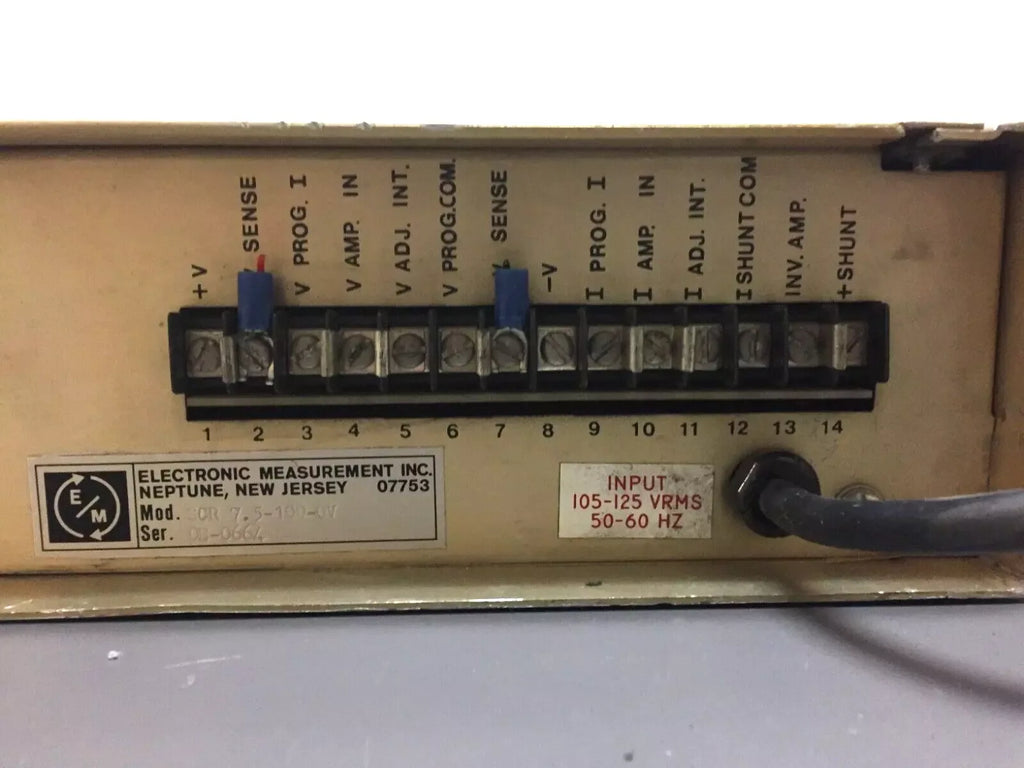 EMI SCR 7.5-100-OV Adjustable DC Power Supply 7.5V-100V - ZYYKZ Test Equipment