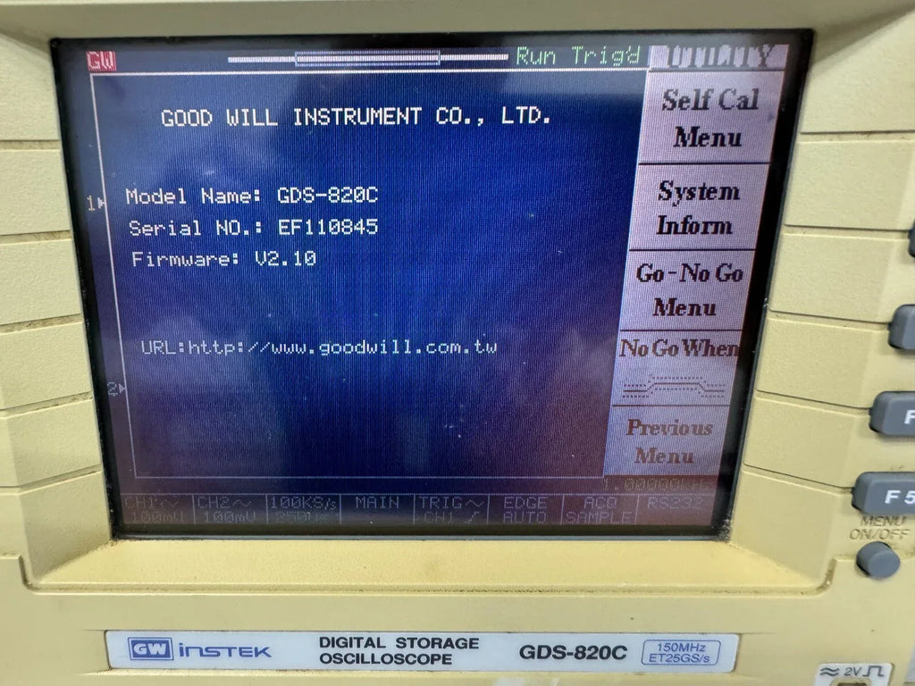 GW Instek GDS-820C 200MHz Digital Storage Oscilloscope - ZYYKZ Test Equipment