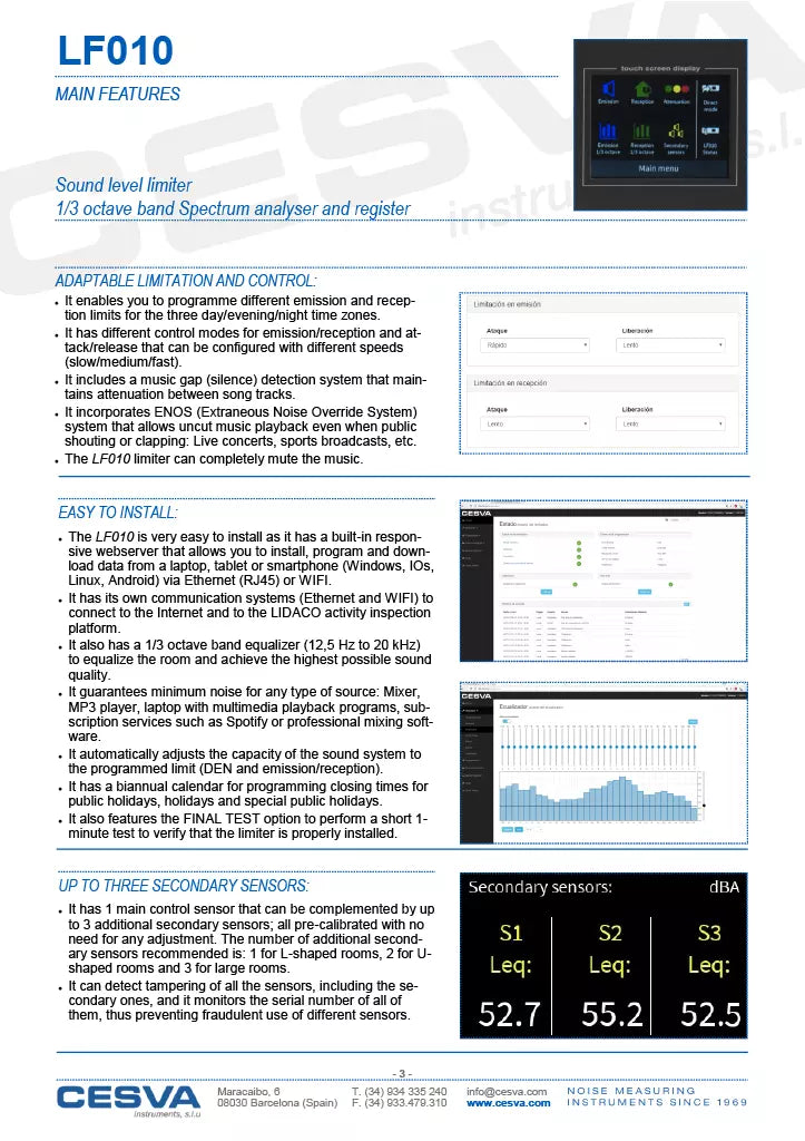 CESVA LF010 Acoustic Limiter - Sound Level Limiter Analyzer & Frequency Recorder