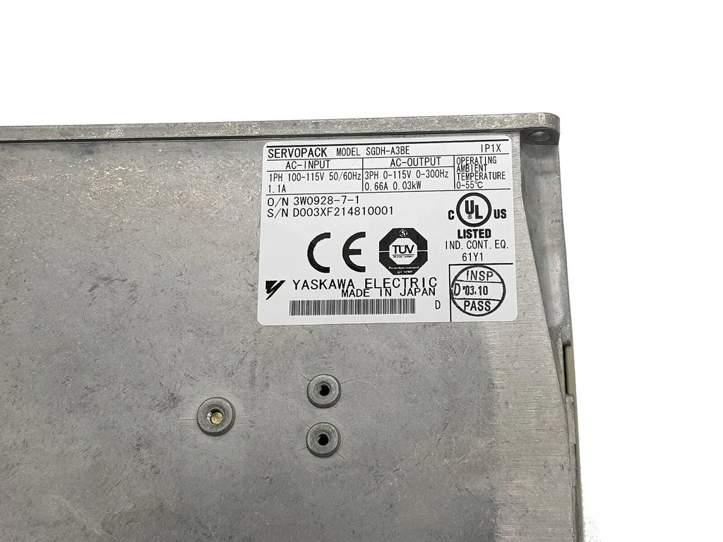 Yaskawa SERVOPACK SGDH-A3BE 3-Phase 115V AC Servo Drive - ZYYKZ Test Equipment