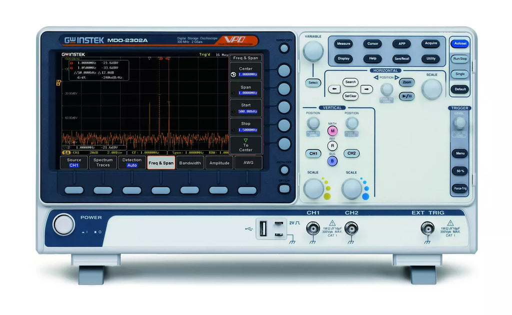 GW Instek MDO-2302A 300MHz Oscilloscope with 2GS/s Spectrum Analyzer and 2 Channels