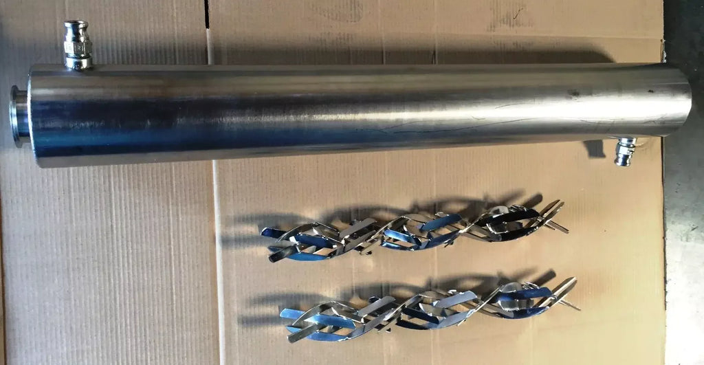 OMC B16 Jacketed Stainless Steel Heat Exchanger, 6 Diameter x 48 Length with 2 Spiral Blades - ZYYKZ Test Equipment