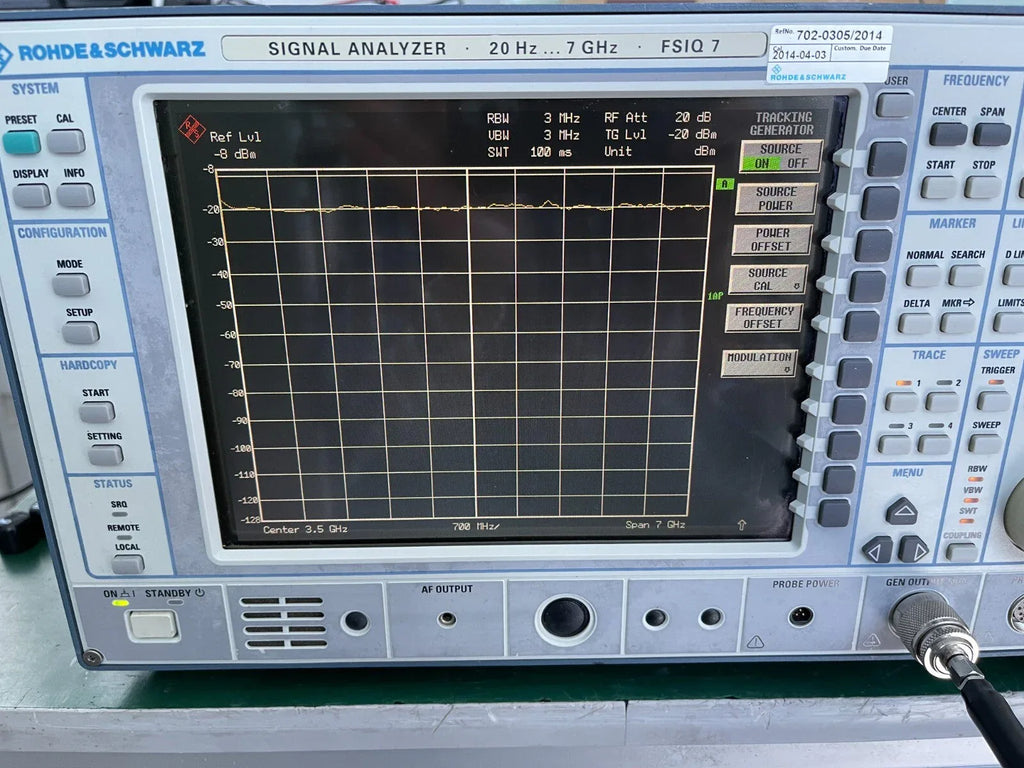Rohde & Schwarz FSIQ7 Signal Analyzer 20 Hz to 7 GHz - ZYYKZ Test Equipment