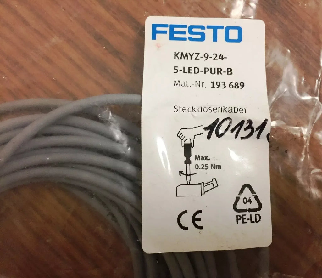 Festo KMYZ-9-24-5-LED-PUR-B Sensor Cable, 24V, 5-Pin, LED Indicator - ZYYKZ Test Equipment