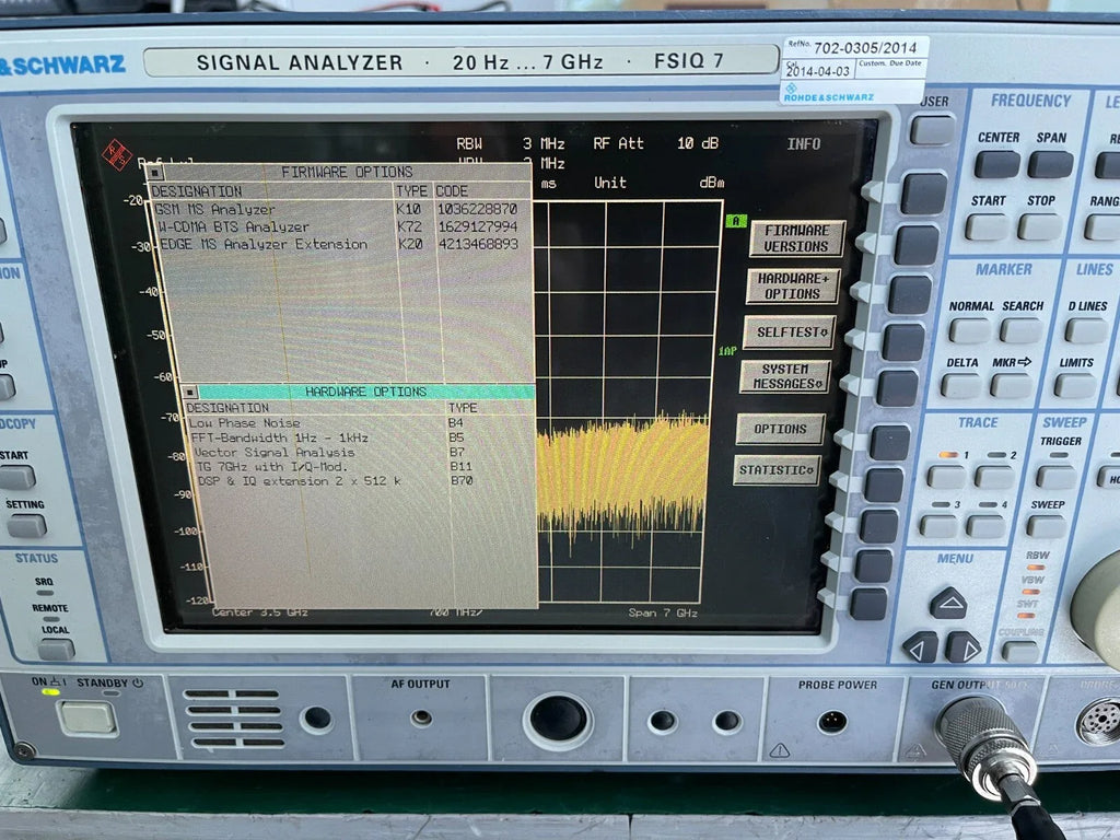 Rohde & Schwarz FSIQ7 Signal Analyzer 20 Hz to 7 GHz - ZYYKZ Test Equipment