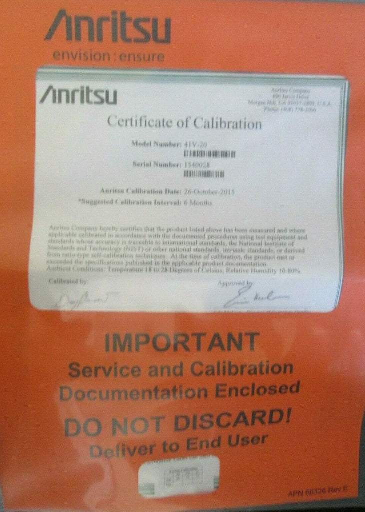 Anritsu 41V-20 Fixed RF Attenuator - 20 dB, Precision RF Component - ZYYKZ Test Equipment