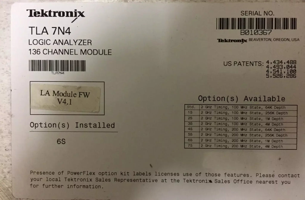 Tektronix TLA7N4 136-Channel Logic Analyzer Module, 2GHz Timing, 200MHz State, 1M Depth - ZYYKZ Test Equipment