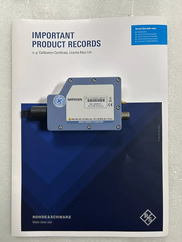 Rohde & Schwarz NRP50SN Three-Path Diode LAN Power Sensor 50 MHz–50 GHz - ZYYKZ Test Equipment