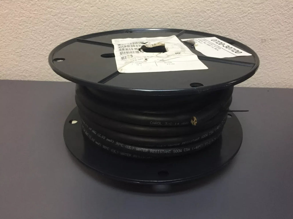 Carol 14 AWG 3-Conductor SOOW Water Resistant Cable 90°C 600V Black, 50 ft - ZYYKZ Test Equipment