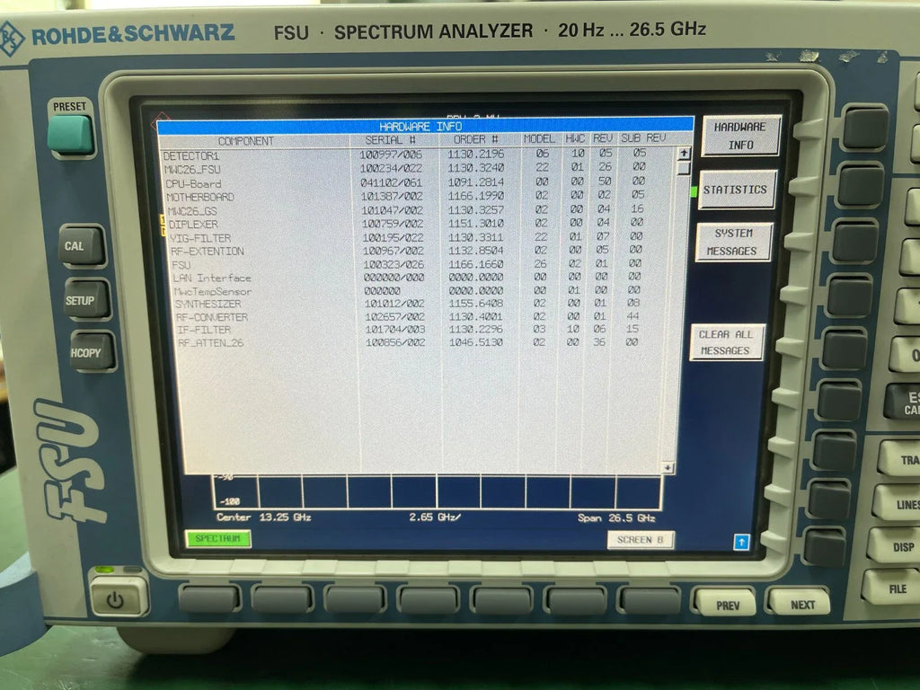 Rohde & Schwarz FSU26 Spectrum Analyzer 20 Hz to 26.5 GHz - ZYYKZ Test Equipment