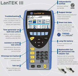 Trend Networks Lantek III Series Copper & Fibre Cabling Certifier - Cat 6A/500MHz