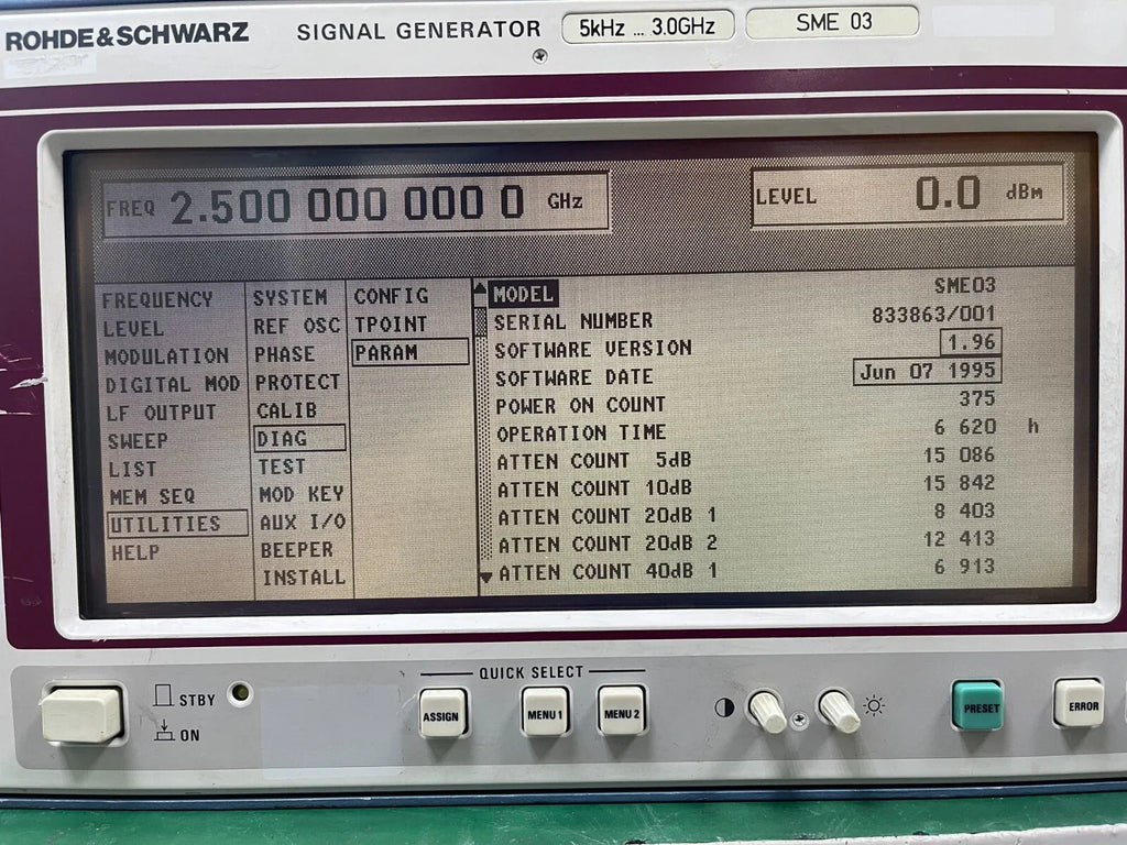 Rohde & Schwarz SME03 Signal Generator 5 kHz - 3 GHz with LTE Bands B4, B5, B8, B11 - ZYYKZ Test Equipment