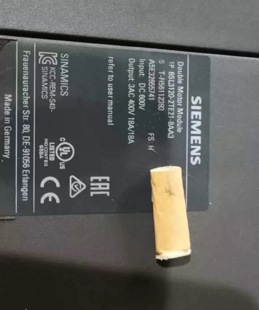 Siemens SINAMICS S120 Single Motor Module 6SL3120-2TE21-8AA3 - ZYYKZ Test Equipment