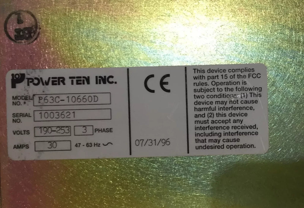 Power Ten P63C-10660D High Current Heavy Duty DC Power Supply 60V 10A - ZYYKZ Test Equipment