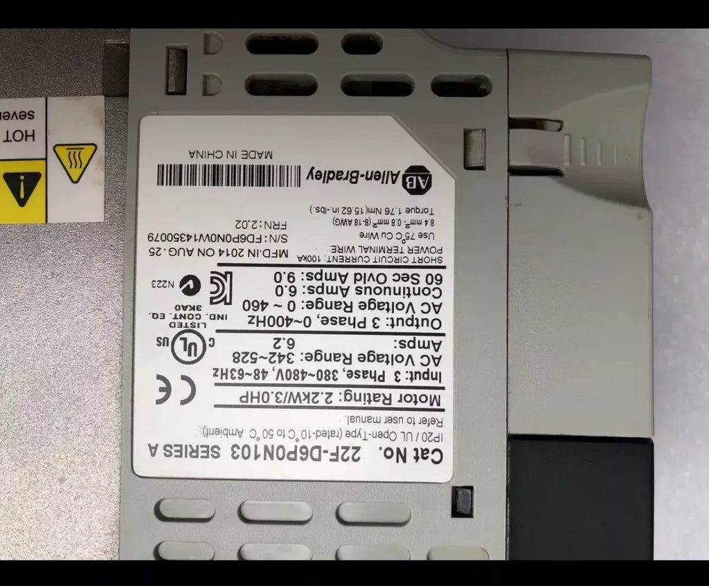 Allen-Bradley 22F-D6P0N103 & 22F-D6P0N113 Variable Frequency Drives - High Performance AC Motor Controllers - ZYYKZ Test Equipment