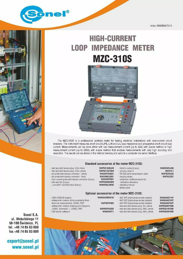 Sonel MZC-310S Short Circuit Loop Meter - 0.1 mΩ Resolution, 440V CAT III 600V