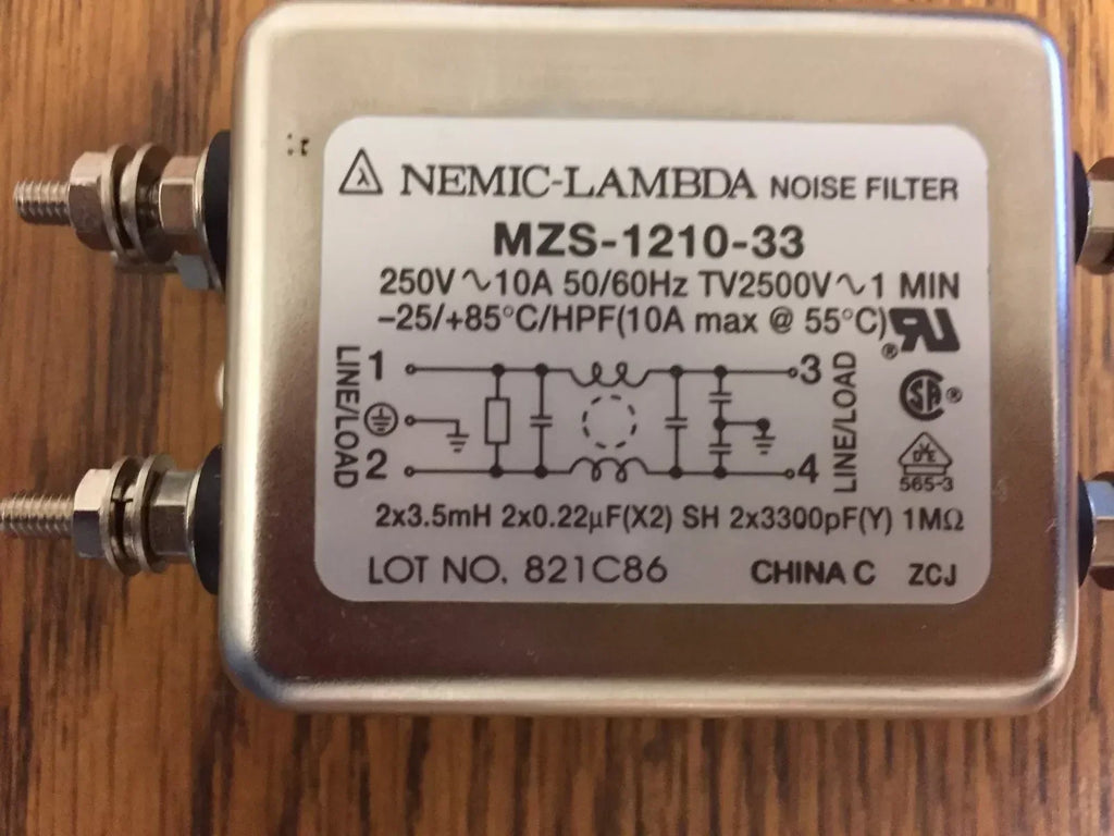 Nemic-Lambda MZS-1210-33 Noise Filter 250V, 10A, 50/60Hz - ZYYKZ Test Equipment