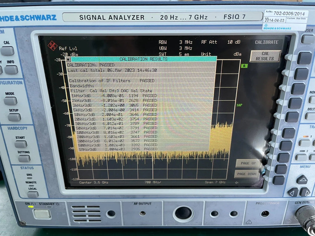 Rohde & Schwarz FSIQ7 Signal Analyzer 20 Hz to 7 GHz - ZYYKZ Test Equipment