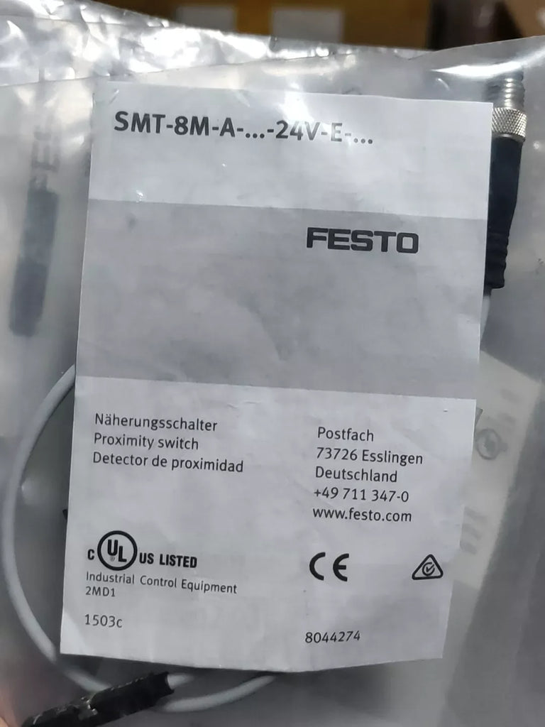 FESTO SMT-8M-A-PS-24V-E-0,3-M8D Proximity Sensor - 24V DC, 0.3m Detection - ZYYKZ Test Equipment
