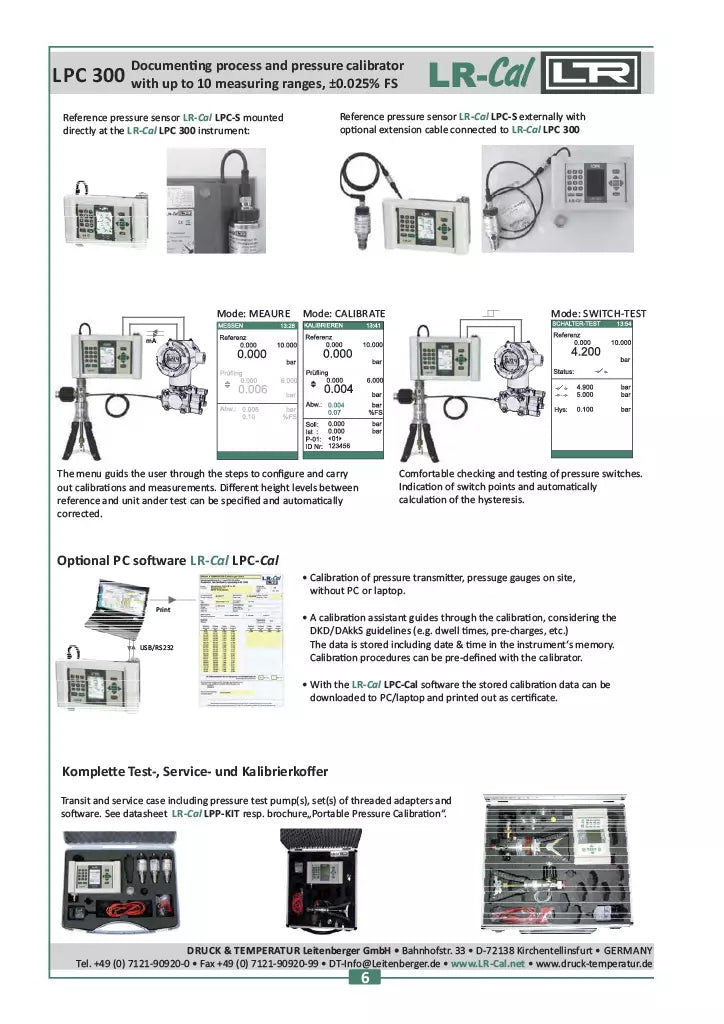 LR-Cal LPC 300 Documenting Process Calibrator with Absolute Pressure Sensor