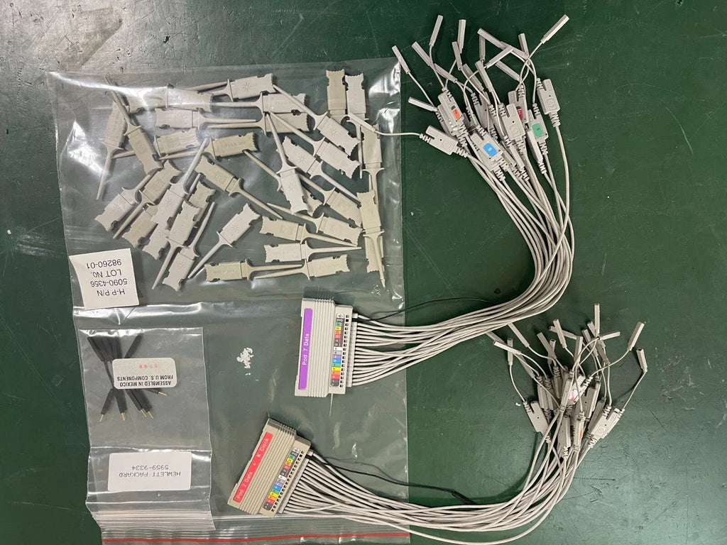 HP 01650-61609 16-Channel Probe Lead Set with 5090-4356 IC Clips & 5959-9334 Ground Leads - ZYYKZ Test Equipment