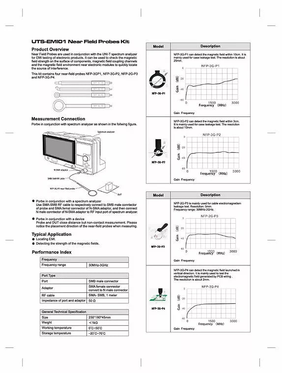 UNI-T UTS-EMI01 Near-Field Probe Kit for EMI Testing (30MHz - 3GHz)