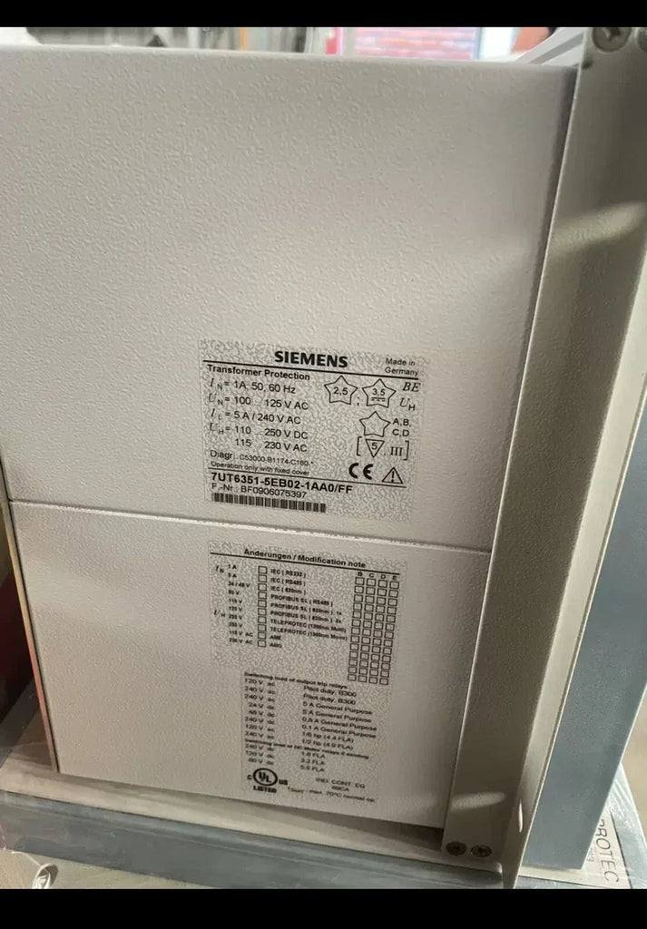 Siemens 7UT6351-5EB02-1AA0/FF Generator Protection Relay - ZYYKZ Test Equipment