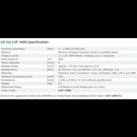 LR-Cal LSP 1000-H Benchtype Hydraulic Pressure Comparison Pump - 14500 PSI