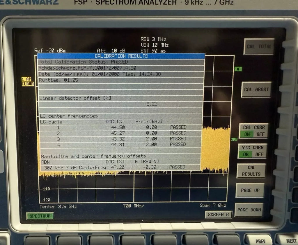 R&S FSP7 Spectrum Analyzer FSP-K90 & FSP-B4 Options, 9 kHz to 7 GHz - ZYYKZ Test Equipment