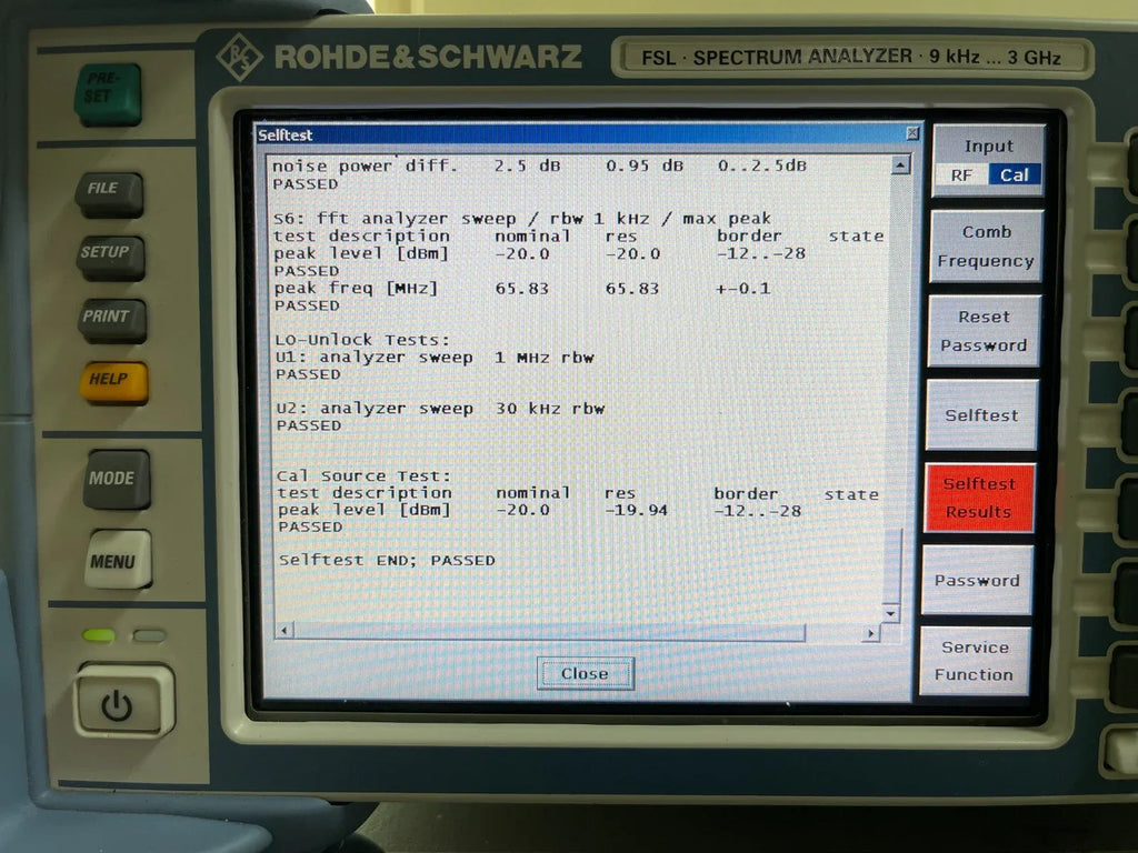 Rohde & Schwarz FSL3 Portable Spectrum Analyzer 9 kHz - 3 GHz - ZYYKZ Test Equipment