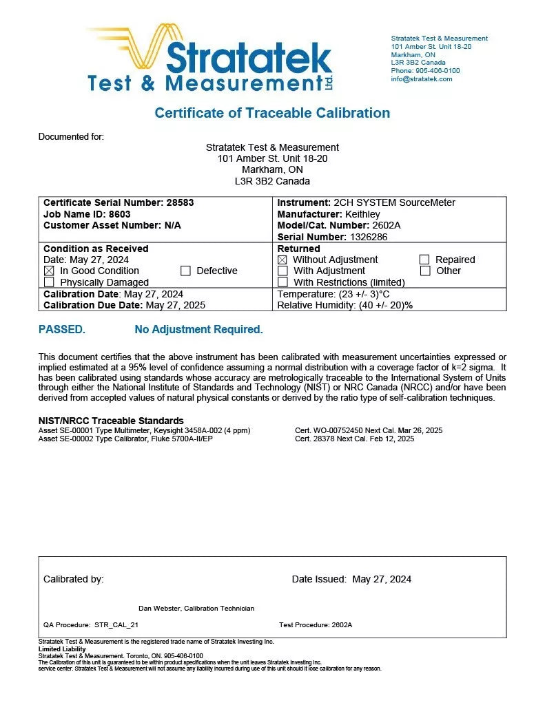 Keithley 2602A System SourceMeter 2-Channel SMU Source Measure Unit - Calibrated