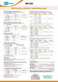 Sonel MPI-520 Multifunction Electrical Installation Meter - CAT IV 300V, RCD 1000V