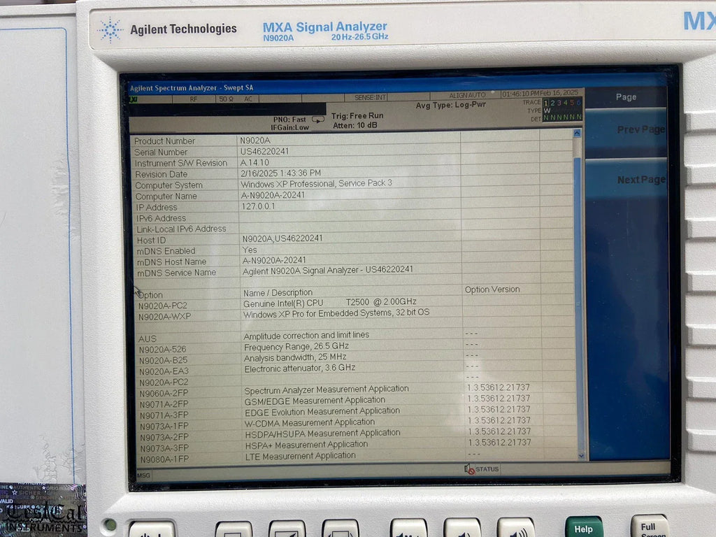 Agilent N9020A MXA Signal Analyzer, 20 Hz to 26.5 GHz, Calibrated - ZYYKZ Test Equipment