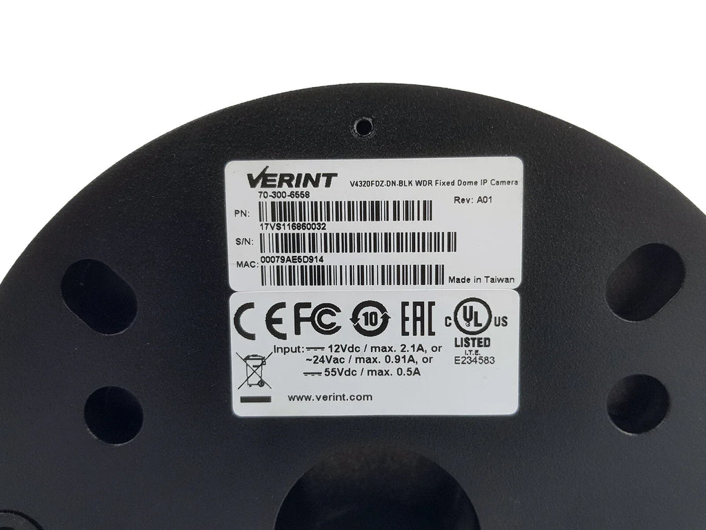 Verint V4320FDZ-DN Fixed Dome IP Security Camera with HD Resolution - ZYYKZ Test Equipment