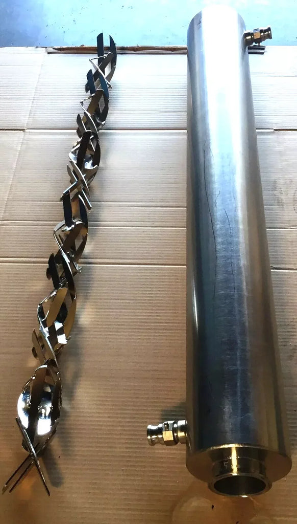 OMC B16 Jacketed Stainless Steel Heat Exchanger, 6 Diameter x 48 Length with 2 Spiral Blades - ZYYKZ Test Equipment