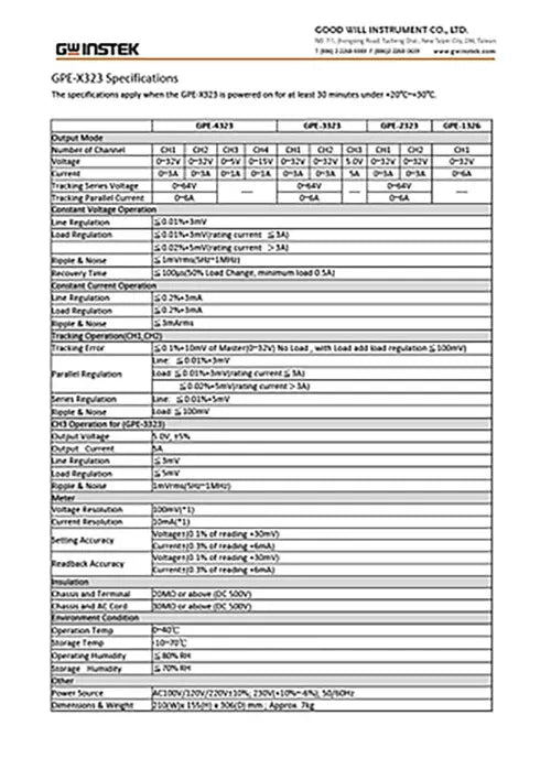 GW Instek GPE-3323 3-Channel 217W Linear DC Power Supply