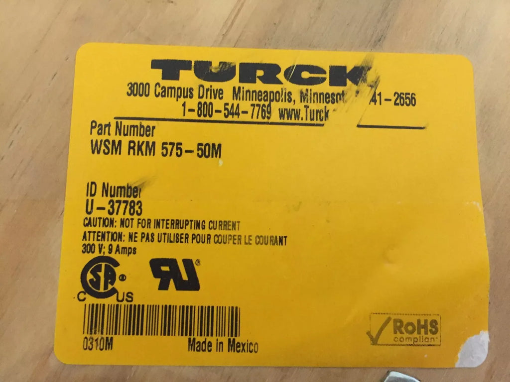 Turck WSM-RKM 575-50M DeviceNet Cable, 50 Meter Spool - ZYYKZ Test Equipment