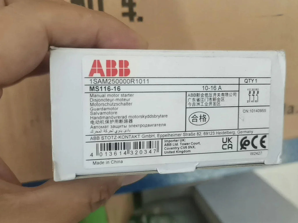 ABB Manual Motor Starter MS116-16, 16A, Thermal Overload Protection - ZYYKZ Test Equipment