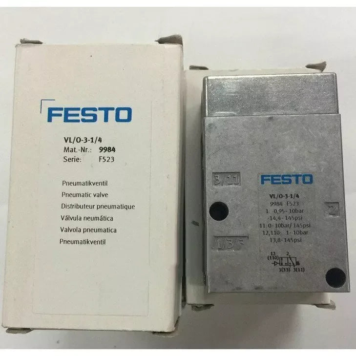 Festo VL/O-3-1/4 9984 Precision Air Control Valve - ZYYKZ Test Equipment