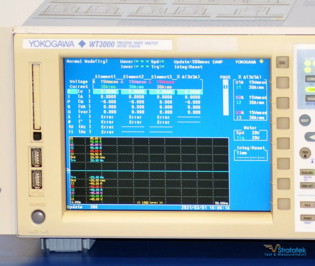 Yokogawa WT3000 Power Analyzer - Motor Version 760303-03-MV-D-/C2/C5/C7/CC/DA