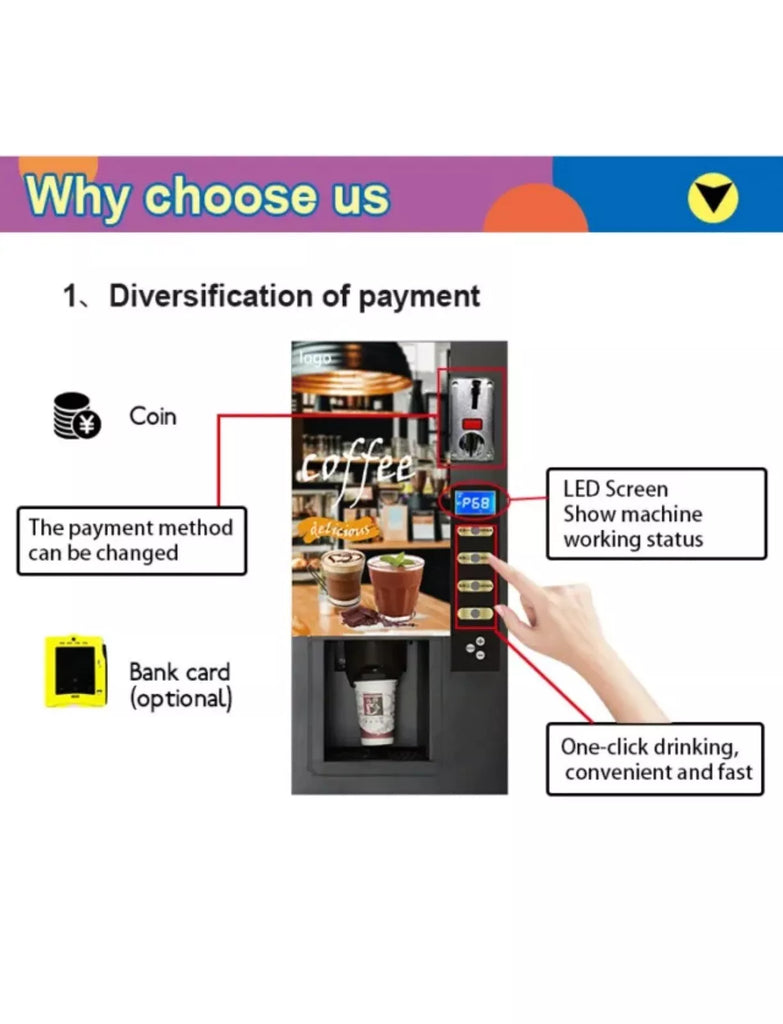 Automatic Commercial Coin-Operated Instant Tea & Coffee Machine